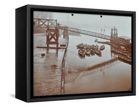 Boats at Limehouse Pier, Poplar, London, 1908-null-Framed Stretched Canvas