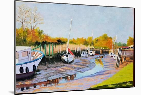 Boats at low tide-Michel Bultet-Mounted Giclee Print