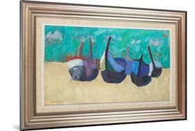 Boats at Nazare ( Oil on Board)-David Alan Redpath Michie-Mounted Giclee Print