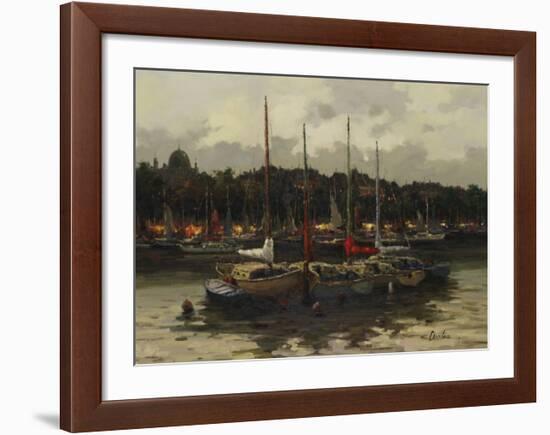 Boats at Night-Furtesen-Framed Art Print