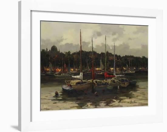 Boats at Night-Furtesen-Framed Art Print