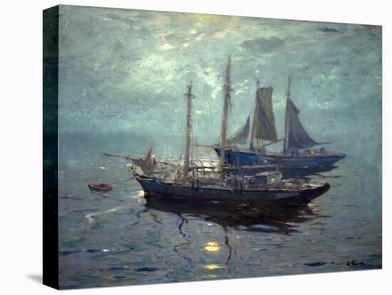 Boats at Night-William Ritschel-Stretched Canvas