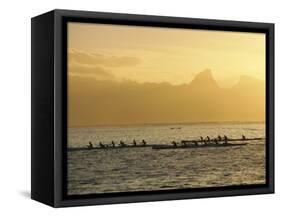 Boats at Sea, French Polynesia-Sylvain Grandadam-Framed Stretched Canvas
