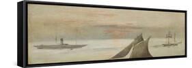 Boats at Sea, Sunset-Edouard Manet-Framed Stretched Canvas