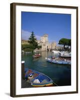 Boats at Sirmione on Lake Garda, Lombardy, Italy, Europe-null-Framed Photographic Print