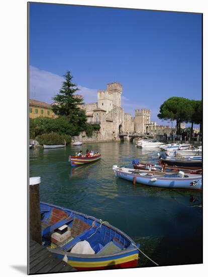 Boats at Sirmione on Lake Garda, Lombardy, Italy, Europe-null-Mounted Photographic Print