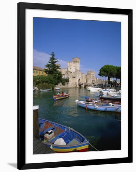 Boats at Sirmione on Lake Garda, Lombardy, Italy, Europe-null-Framed Photographic Print
