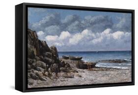 Boats at St. Aubain-Gustave Courbet-Framed Stretched Canvas