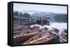 Boats at the Edge of Derwent Water in the Lake District National Park-Julian Elliott-Framed Stretched Canvas