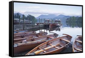 Boats at the Edge of Derwent Water in the Lake District National Park-Julian Elliott-Framed Stretched Canvas