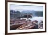 Boats at the Edge of Derwent Water in the Lake District National Park-Julian Elliott-Framed Photographic Print