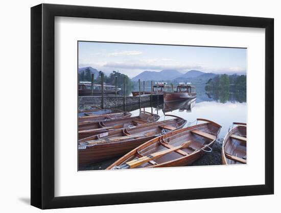 Boats at the Edge of Derwent Water in the Lake District National Park-Julian Elliott-Framed Photographic Print