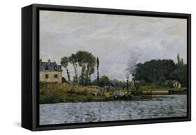 Boats at the Floodgate of Bougival, c.1873-Alfred Sisley-Framed Stretched Canvas