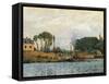 Boats at the Lock at Bougival-Alfred Sisley-Framed Stretched Canvas