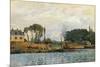 Boats at the Lock at Bougival-Alfred Sisley-Mounted Giclee Print