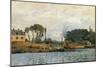 Boats at the Lock at Bougival-Alfred Sisley-Mounted Giclee Print