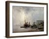 Boats at the Normandy Shore, 1823-Richard Parkes Bonington-Framed Giclee Print