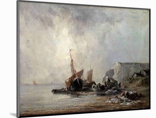 Boats at the Normandy Shore, 1823-Richard Parkes Bonington-Mounted Giclee Print