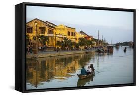 Boats at the Thu Bon River, Hoi An, Vietnam, Indochina, Southeast Asia, Asia-Yadid Levy-Framed Stretched Canvas