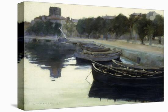 Boats at their Moorings-Victor Dupre-Stretched Canvas