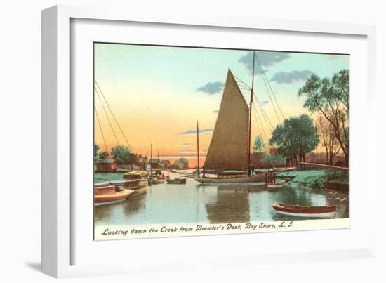 Boats, Bay Shore, Long Island, New York-null-Framed Art Print