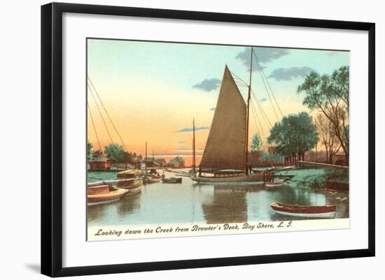 Boats, Bay Shore, Long Island, New York-null-Framed Art Print