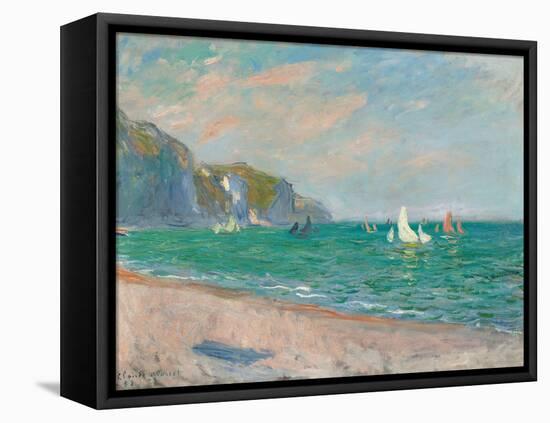 Boats Below the Pourville Cliffs; Bateaux Devant Les Falaises De Pourville, 1882-Claude Monet-Framed Stretched Canvas