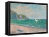 Boats Below the Pourville Cliffs; Bateaux Devant Les Falaises De Pourville, 1882-Claude Monet-Framed Stretched Canvas