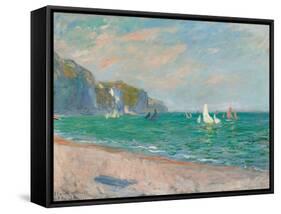 Boats Below the Pourville Cliffs; Bateaux Devant Les Falaises De Pourville, 1882-Claude Monet-Framed Stretched Canvas