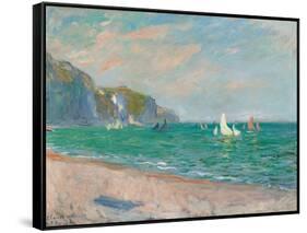 Boats Below the Pourville Cliffs; Bateaux Devant Les Falaises De Pourville, 1882-Claude Monet-Framed Stretched Canvas