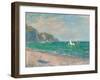 Boats Below the Pourville Cliffs; Bateaux Devant Les Falaises De Pourville, 1882-Claude Monet-Framed Premium Giclee Print