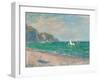 Boats Below the Pourville Cliffs; Bateaux Devant Les Falaises De Pourville, 1882-Claude Monet-Framed Premium Giclee Print