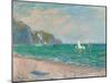 Boats Below the Pourville Cliffs; Bateaux Devant Les Falaises De Pourville, 1882-Claude Monet-Mounted Premium Giclee Print