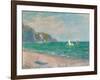 Boats Below the Pourville Cliffs; Bateaux Devant Les Falaises De Pourville, 1882-Claude Monet-Framed Premium Giclee Print