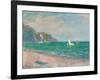 Boats Below the Pourville Cliffs; Bateaux Devant Les Falaises De Pourville, 1882-Claude Monet-Framed Premium Giclee Print