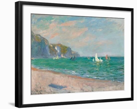 Boats Below the Pourville Cliffs; Bateaux Devant Les Falaises De Pourville, 1882-Claude Monet-Framed Giclee Print