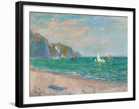 Boats Below the Pourville Cliffs; Bateaux Devant Les Falaises De Pourville, 1882-Claude Monet-Framed Giclee Print