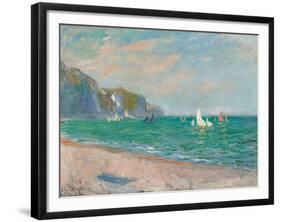 Boats Below the Pourville Cliffs; Bateaux Devant Les Falaises De Pourville, 1882-Claude Monet-Framed Giclee Print