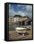 Boats Beside a Bridge over the Temo River at Bosa on the Island of Sardinia, Italy, Europe-Terry Sheila-Framed Stretched Canvas