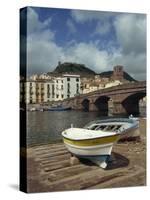 Boats Beside a Bridge over the Temo River at Bosa on the Island of Sardinia, Italy, Europe-Terry Sheila-Stretched Canvas