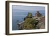 Boats by St. John Kaneo church on Lake Ohrid, UNESCO World Heritage Site, Macedonia, Europe-Julio Etchart-Framed Photographic Print