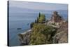 Boats by St. John Kaneo church on Lake Ohrid, UNESCO World Heritage Site, Macedonia, Europe-Julio Etchart-Stretched Canvas