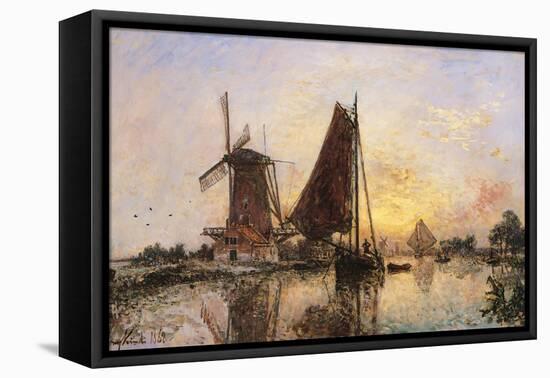 Boats by the Mill-null-Framed Stretched Canvas