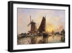 Boats by the Mill-null-Framed Art Print