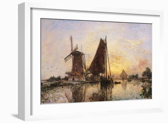 Boats by the Mill-null-Framed Art Print