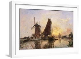 Boats by the Mill-null-Framed Art Print