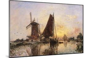 Boats by the Mill-null-Mounted Art Print