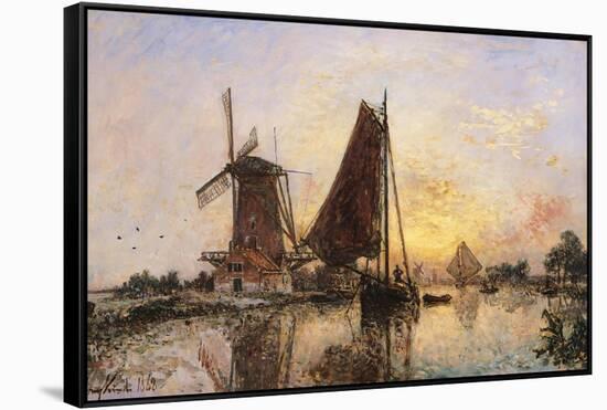 Boats by the Mill-null-Framed Stretched Canvas