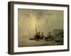 Boats by the Normandy Shore-Richard Bonington-Framed Art Print