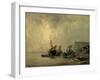 Boats by the Normandy Shore-Richard Bonington-Framed Art Print